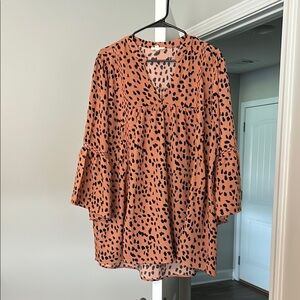 ODDY Orange and Black Animal Print Top